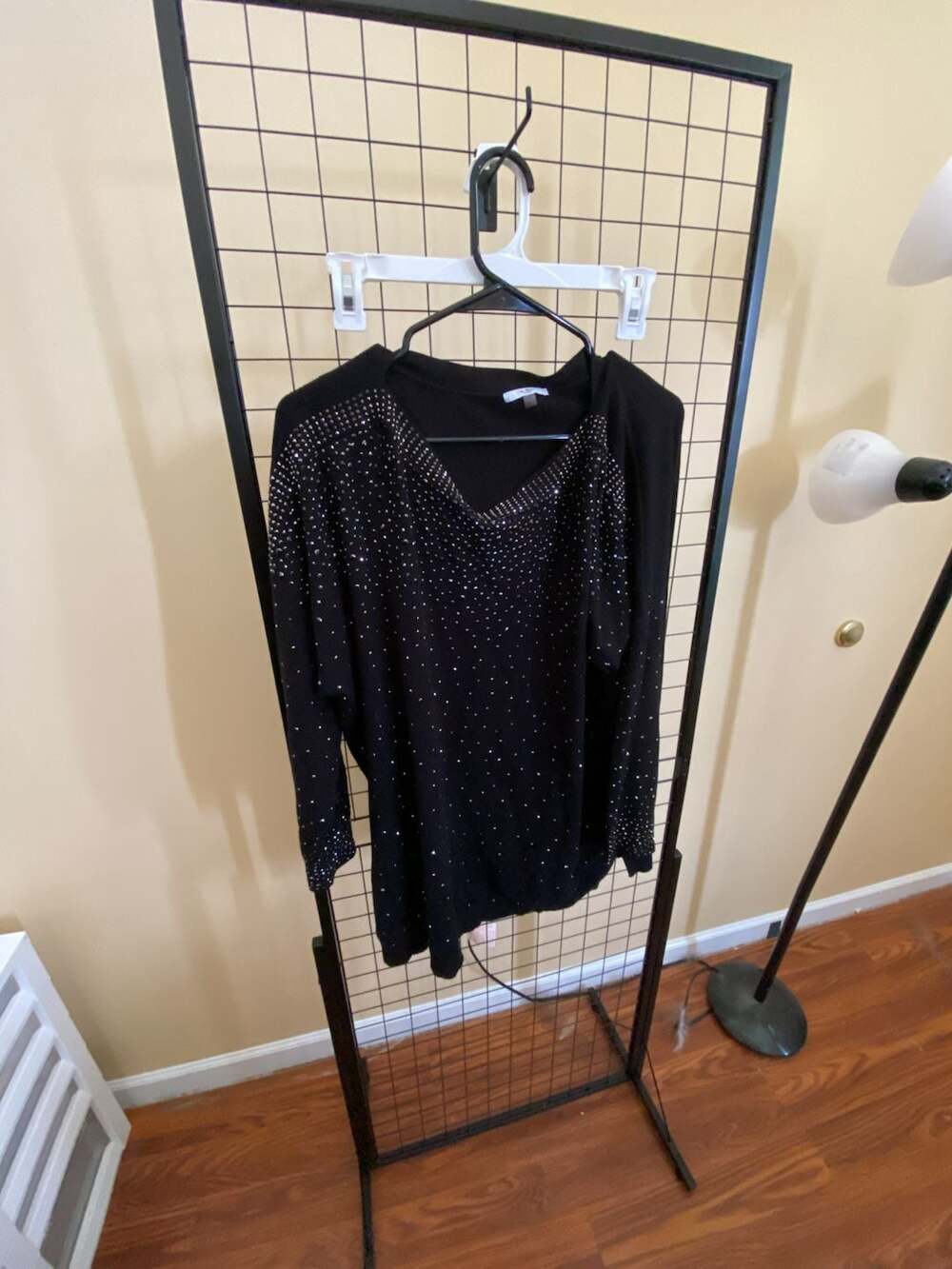 Vila Milana Woman Black Studded V-Neck Long Sleeve Sweater Plus Size 1X